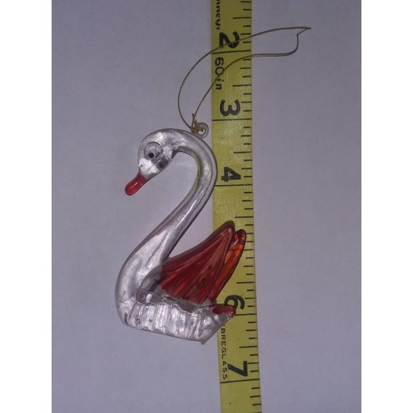 VTG Lucite Swan Ornament Acrylic Red Swan Holiday Ornament Hong Kong - Picture 8 of 8